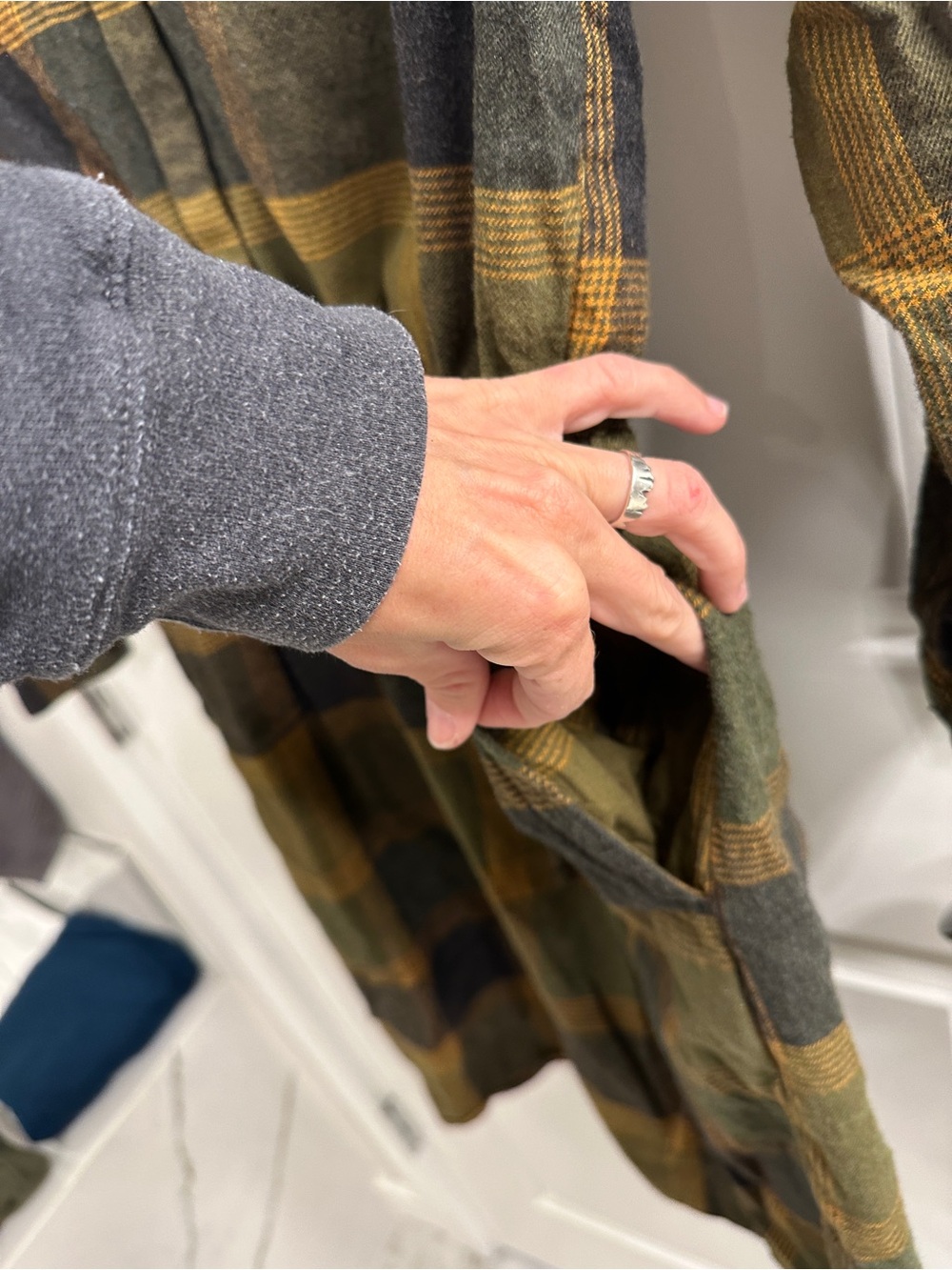 Prana Olive and Brown Plaid Drawstring Waist Dress - Picture 6 of 9